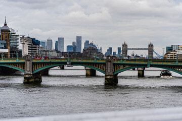 Obraz premium London Skyline - London Eye, Tower Bridge, Tower of London, River Thames