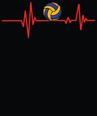 Volleyball Heartbeat T-Shirt for Volleyball players t-shirt design.
