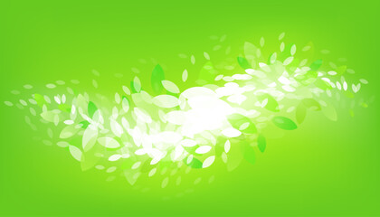 Fototapeta premium Tropical leaves background. Vector illustration of green leaves pattern.
