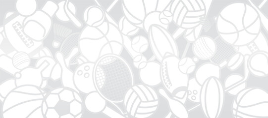 Vector illustration of sports abstract background design with sport equipment.