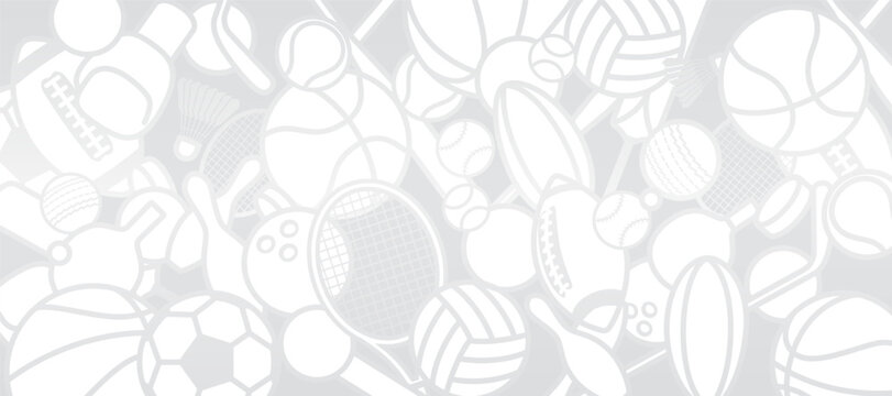 Vector illustration of sports abstract background design with sport equipment.