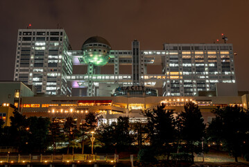 Night view of the Fuji Television Network, Inc.Tokyo Japan