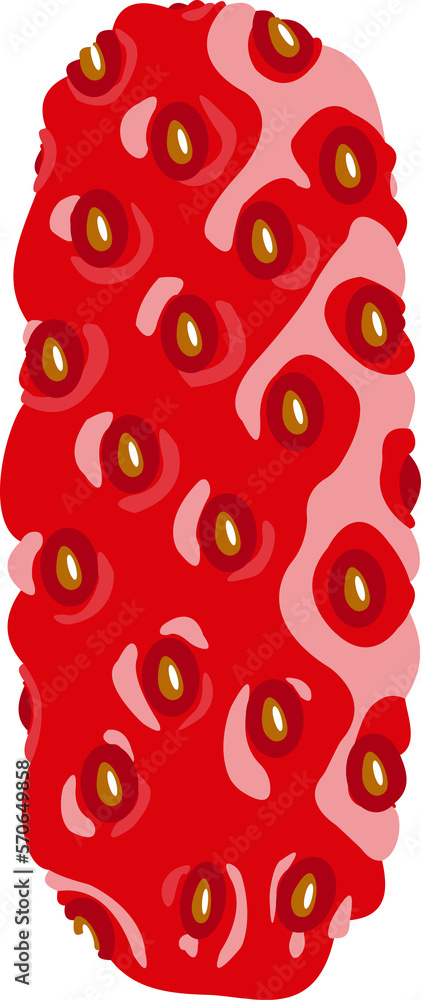 Poster strawberry font. letter i. alphabetical character with strawberry texture. character representing on