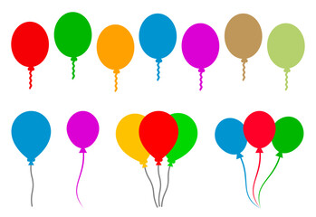 Naklejka premium Set group colored helium fly balloons icon - vector