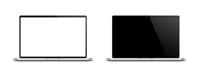 Modern laptop mockup with black and white monitor - vector