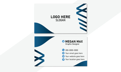 Modern Classy business card template design, Blue clean design vector