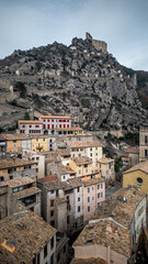 Fototapeta premium Aerial view of Entrevaux Medieval Village in France