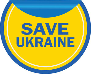 Save Ukraine icon - Ukraine Flag color sticker. Vector