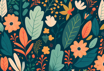 Elegant and Beautiful Flat Seamless Pattern Floral Background Generated by AI