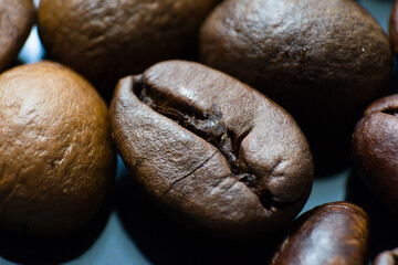 macro photo of rasted cofee beans