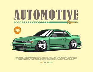 90s car illustration t-shirt designs in vector style illustration graphic