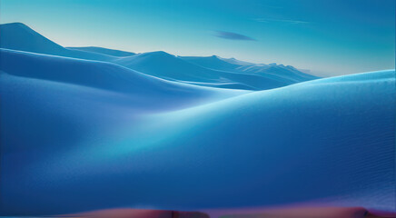 Cold landscape of a frozen desert, 4k blue.