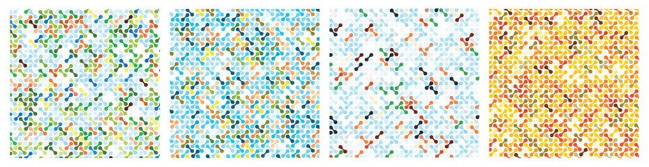 Simple metaballs pattern in various size and random colours nanotechnology abstract background for business, digital, network, social media. Vector illustration.