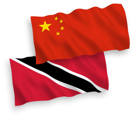 Flags of Republic of Trinidad and Tobago and China on a white background