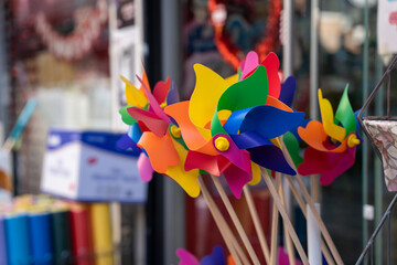 Colorful wind roses in the shop