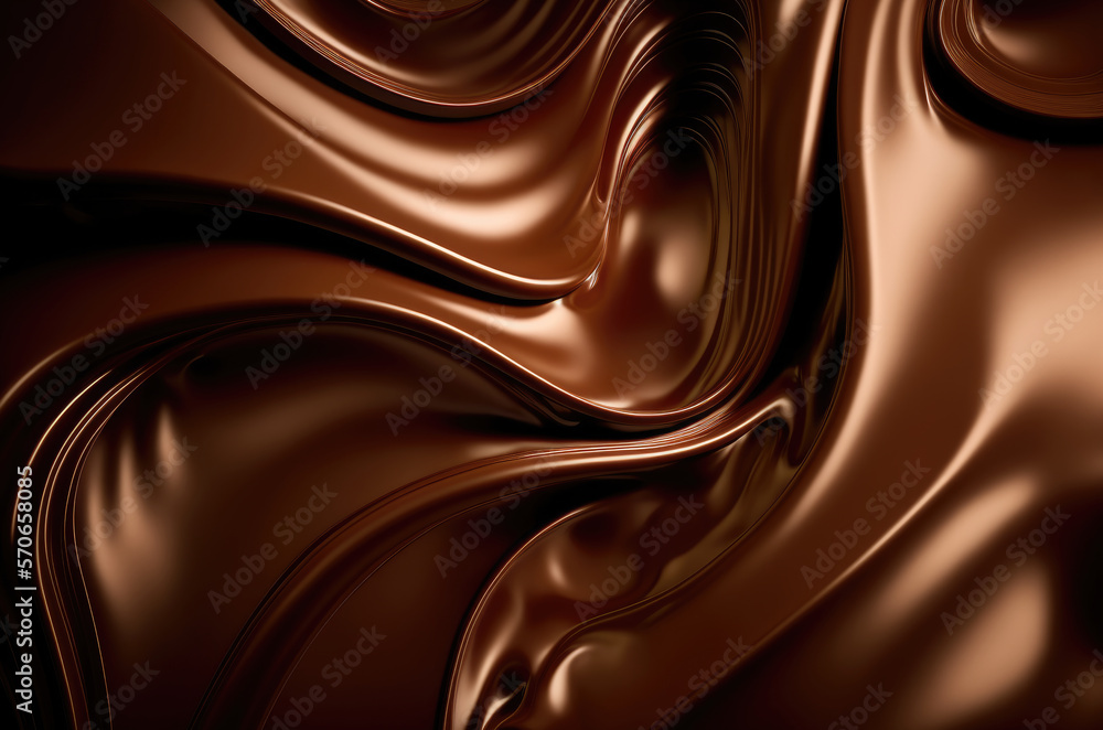 Wall mural An illustration of a melted dark chocolate background. Created with Generative AI.