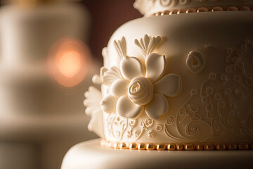 Elegant Wedding cake. Illustration AI Generative