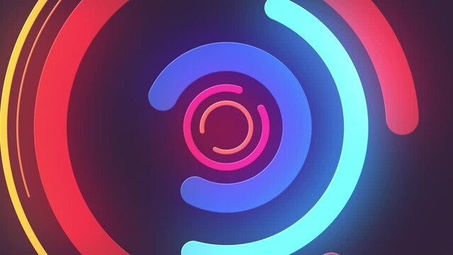 circles figures dynamic rotating with liquid effect, seamless loop abstract intro animation
