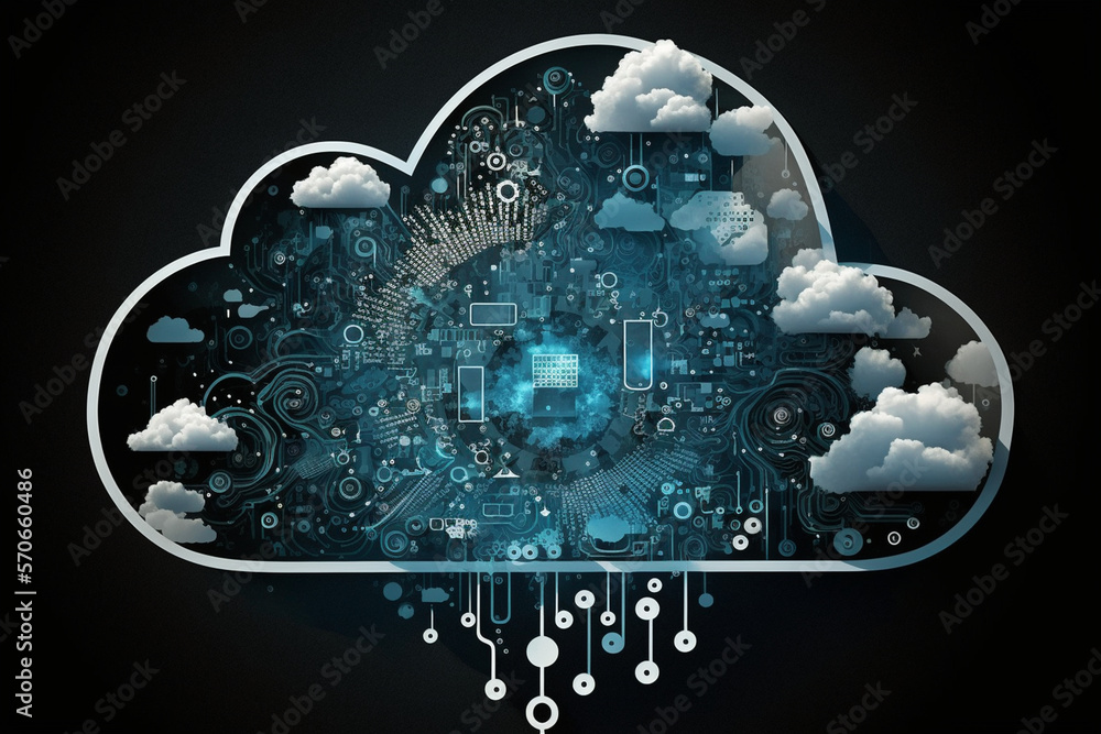 Poster cloud computing technology concept, generative ai