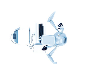 vintage robot in a white background