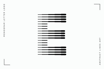 Letter E Logo with Abstract Line Pattern Isolated On White Background