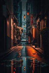 The colorful evening street