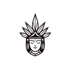 Beautiful Indian tribal women's logo