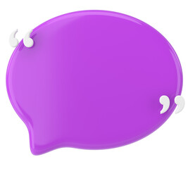 Speech bubble with double quote. 3D illustration.