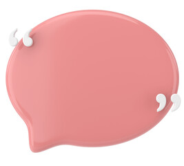 Speech bubble with double quote. 3D illustration.