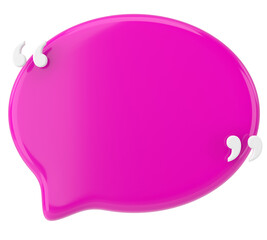Speech bubble with double quote. 3D illustration.