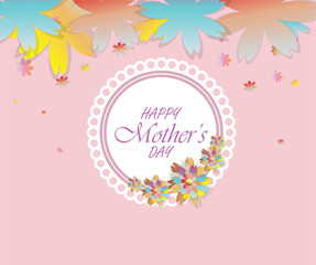 March 8 in pastel. Greeting card with flowers. Cheers to Women's Day. Background of paper-cut flowers with a square frame and text-space for the holidays. Trendy Design Template. Mother's Day