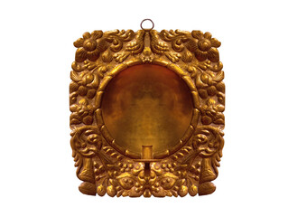 late embossed brass candle reflector 17th century isolated on white background