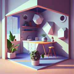 Isometric modern living room