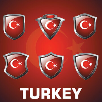 Vector 3D Turkey flag icon 