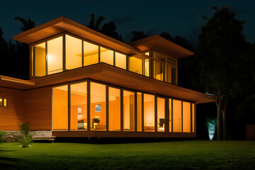 Modern house architecture design concept art. Generative AI