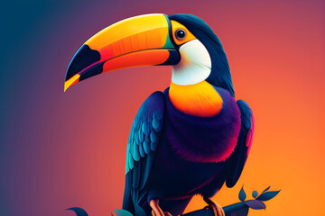 Obraz premium Heron in a Gradient Background - AI-Generated Art
