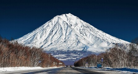 The view of the Koryaksky volcano in Kamchatka