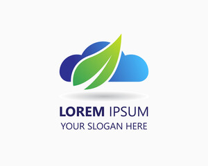 Fototapeta premium leaf cloud logo design template. cloud and leaf illustration vector