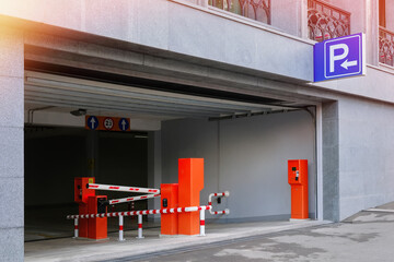 An entrance to an underground parking