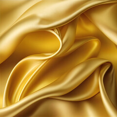yellow silk fabric background, yellow luxury cloth fabric, yellow wavy satin fabric wallpaper Generative Ai
