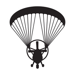 Paramotor vector icon, black on white background