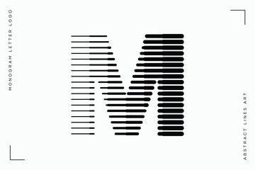 Letter M Logo with Abstract Line Pattern