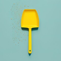 yellow shovel on empty flat Background, a clean and minimalist digital art generative ai