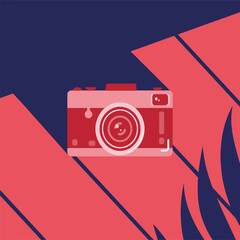 hanging camera vector flat style concept red