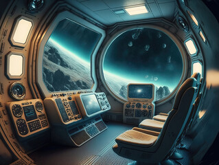 space station interior. sketch art for artist creativity and inspiration. generative AI	