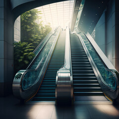 ai generated images low angle view of  view of escalator