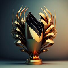 ai generated image of Golden champion cup isolated on black background.