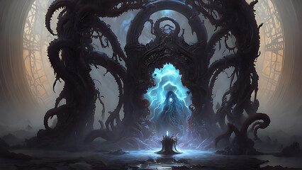 Fantasy Lovecraftian Horror Portal to another dimension, scary, horror, Generative AI Art