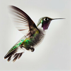 Fototapeta na wymiar Hummingbird isolated on white background - Generative AI