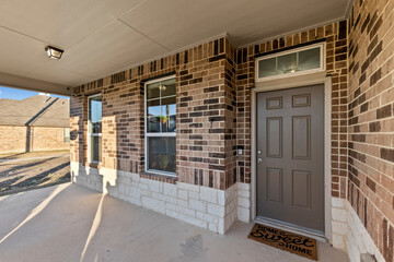 the front door of a family house. 